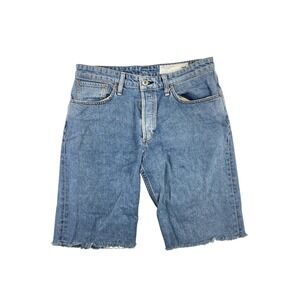 Rag & Bone Denim Shorts Women's Size 28 Blue Button Fly Frayed Hem Casual Jean